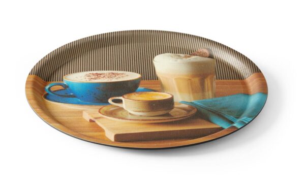 Neslīdoša servēšanas paplāte, apdrukāta, tasty coffee, ø380x15mm, 507971, Hendi