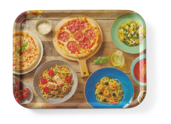 Neslīdoša servēšanas paplāte, apdrukāta, tasty pizza & pasta, 330x430mm, 508015, Hendi