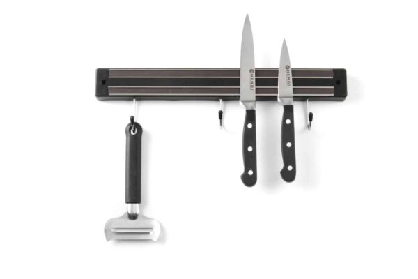 Magnētiskā josla ar āķiem, 3 āķi, Melns, 340mm, 820209, Hendi