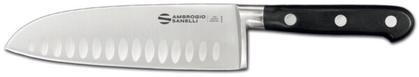 Šefpavāra Santoku nazis, kalts, asmens ar padziļinājumiem, 290mm, C350.018, Ambrogio Sanelli