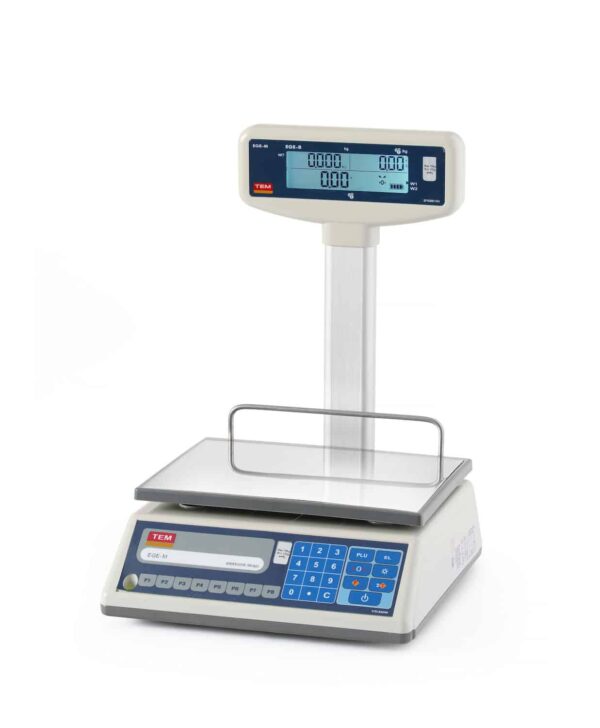 LCD etiķešu drukāšanas svari ar kolonnu un legalizāciju, EGE sērija, 15 kg, TEM, 325x377x394mm, TEM015B1D, TEM