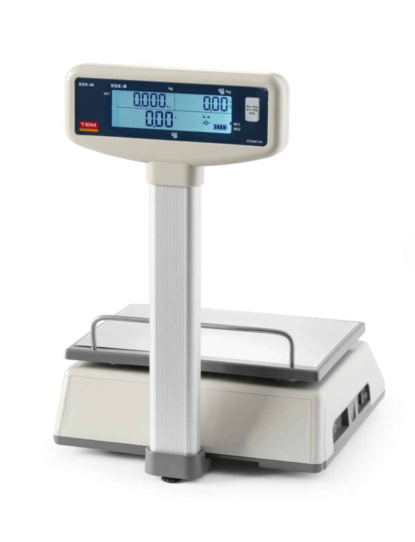 LCD etiķešu drukāšanas svari ar kolonnu un legalizāciju, EGE sērija, 15 kg, TEM, 325x377x394mm, TEM015B1D, TEM