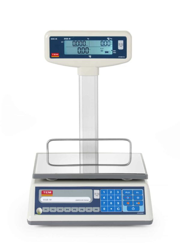 LCD etiķešu drukāšanas svari ar kolonnu un legalizāciju, EGE sērija, 15 kg, TEM, 325x377x394mm, TEM015B1D, TEM