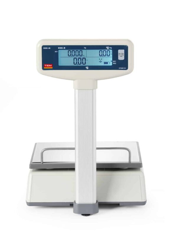 LCD etiķešu drukāšanas svari ar kolonnu un legalizāciju, EGE sērija, 15 kg, TEM, 325x377x394mm, TEM015B1D, TEM