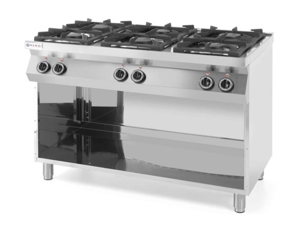 Gāzes plītsar 6 degļiem, vaļējā korpusā, Kitchen Line, 28,5kW, 1200x700x900mm, 226094, Hendi