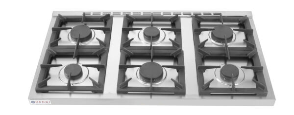 Gāzes plītsar 6 degļiem, vaļējā korpusā, Kitchen Line, 28,5kW, 1200x700x900mm, 226094, Hendi