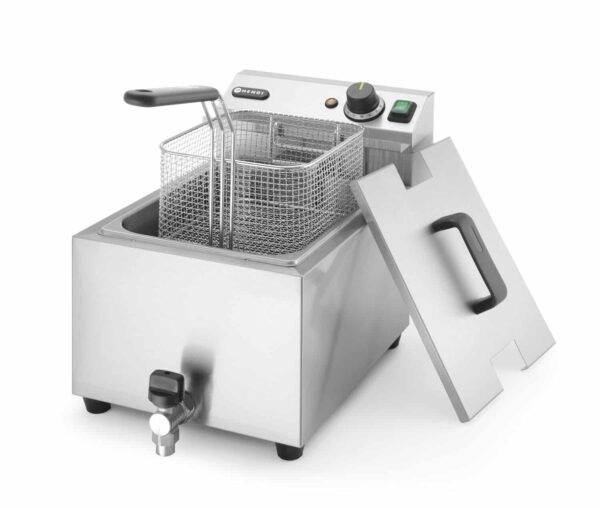 Manuālais friteris Profi Line ar izteces krānu, 8 l, Profi Line, 8L, Gaiši pelēks, 230V/3500W, 305x515x350mm, 209202, Hendi