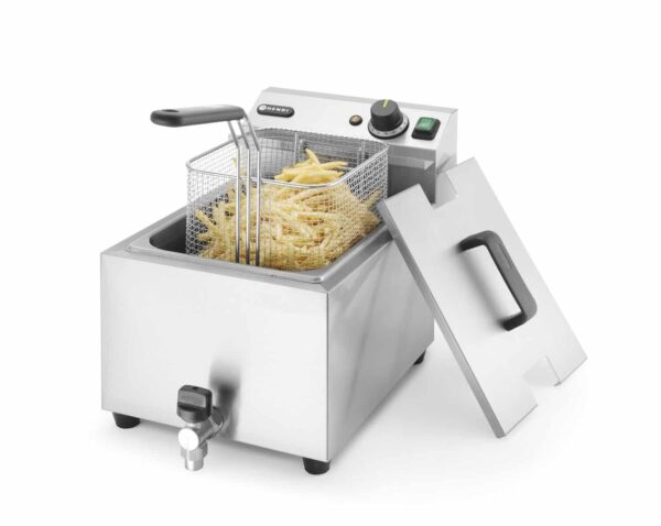 Manuālais friteris Profi Line ar izteces krānu, 8 l, Profi Line, 8L, Gaiši pelēks, 230V/3500W, 305x515x350mm, 209202, Hendi