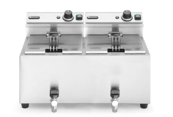 Manuālais friteris Profi Line ar izteces krānu, 2 x 8 l, Profi Line, 16L, 230V/7000W, 605x515x350mm, 209301, Hendi