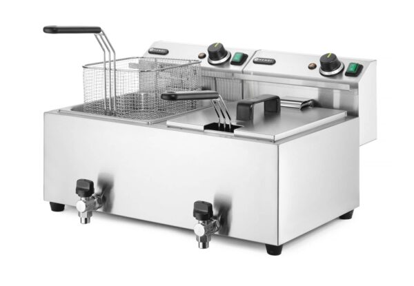 Manuālais friteris Profi Line ar izteces krānu, 2 x 8 l, Profi Line, 16L, 230V/7000W, 605x515x350mm, 209301, Hendi