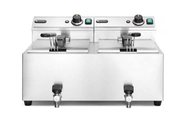 Manuālais friteris Profi Line ar izteces krānu, 2 x 8 l, Profi Line, 16L, 230V/7000W, 605x515x350mm, 209301, Hendi