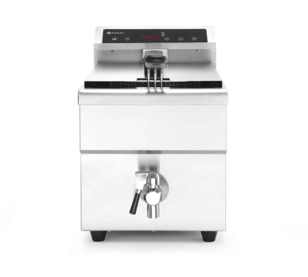 Indukcijas friteris ar izteces krānu, 8 l, 8L, Gaiši pelēks, 230V/3500W, 290x485x405mm, 215012, Hendi