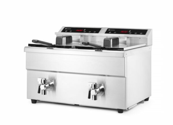 Friteris indukcijas ar izteces krānu - 2 x 8 l, Profi Line, 16L, 230V/7000W, 580x485x406mm, 215029, Hendi