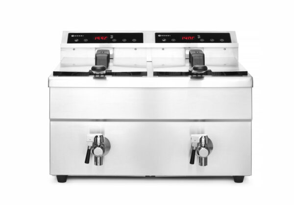 Friteris indukcijas ar izteces krānu - 2 x 8 l, Profi Line, 16L, 230V/7000W, 580x485x406mm, 215029, Hendi