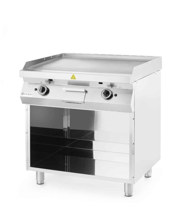 Grila plīts, gāzes, gluda, atvērta tipa pamatne, ar trīs sienām, Kitchen Line, 2 sildīšanas zonas, 3 degļi katrā zonā, kopējā jauda 10 kW, 10kW, 800x700x900mm, 220207, Hendi