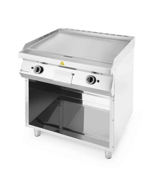 Grila plīts, gāzes, gluda, atvērta tipa pamatne, ar trīs sienām, Kitchen Line, 2 sildīšanas zonas, 3 degļi katrā zonā, kopējā jauda 10 kW, 10kW, 800x700x900mm, 220207, Hendi