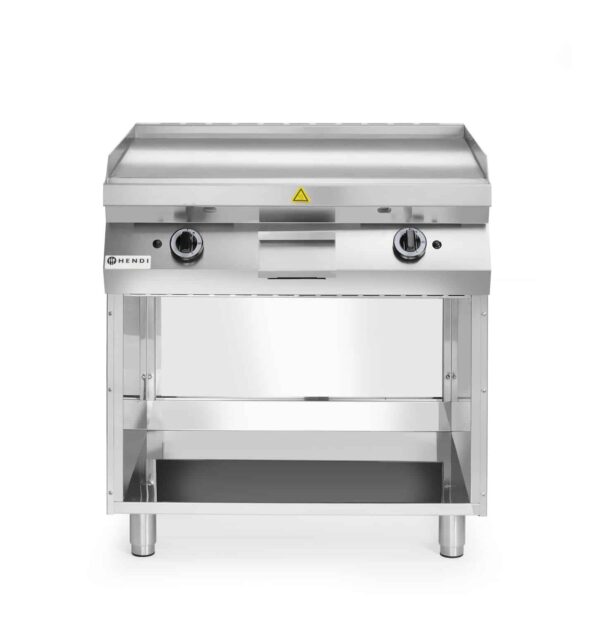 Grila plīts, gāzes, gluda, atvērta tipa pamatne, ar trīs sienām, Kitchen Line, 2 sildīšanas zonas, 3 degļi katrā zonā, kopējā jauda 10 kW, 10kW, 800x700x900mm, 220207, Hendi