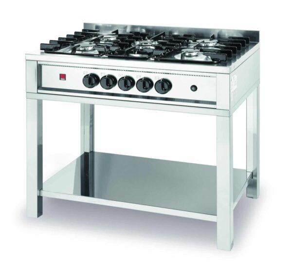 Gāzes plīts ar 5-iem sildriņķiem Kitchen Line vaļējā korpusā, Kitchen Line, 14,3kW, 900x600x850mm, 225806, Hendi