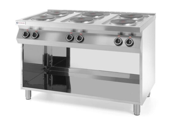 Elektriskā plīts Kitchen Line ar 6 sildriņķiem uz atvērta tipa pamatnes, Kitchen Line, 400V/15600W, 1200x700x900mm, 226230, Hendi