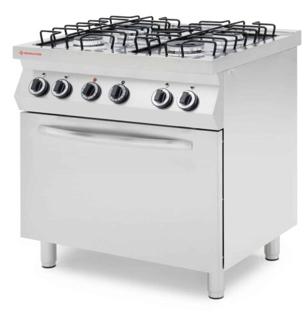 4 degļu gāzes plīts ar konvekcijas elektrisko cepeškrāsni GN 1/1, GN 1/1, 230V/3000W, 17000kW, 800x700x900mm, 226438, Revolution