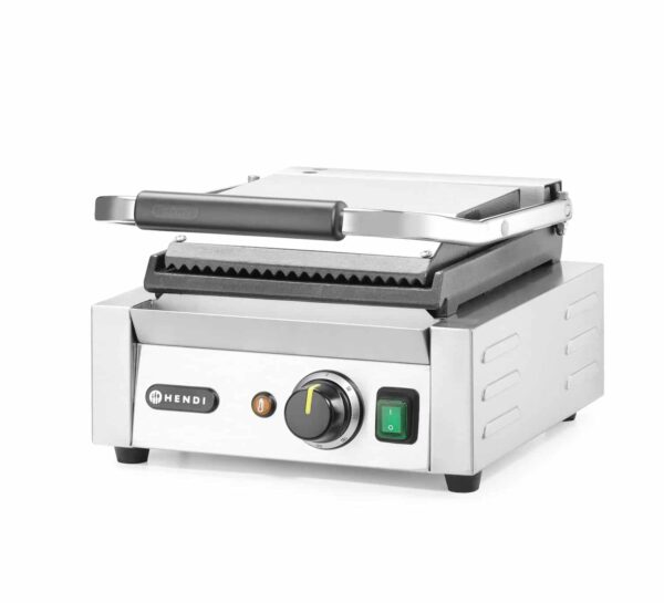 Kontaktgrils – vienvietīgs, rievota augša un gluda apakša, 230V/1800W, 310x370x210mm, 263600, Hendi
