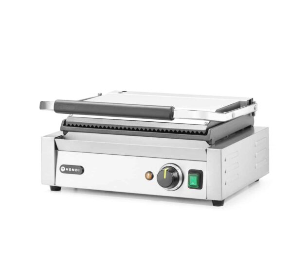 Kontaktgrils Panini, rievota augša un gluda apakša, 230V/2200W, 430x370x210mm, 263662, Hendi