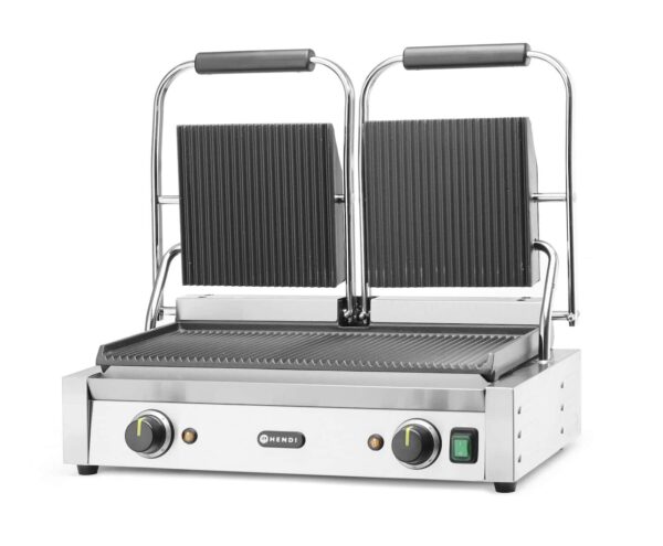 Kontaktgrils-divvietīgs Rievota, Rievota augša un apakša, 230V/3600W, 570x370x210mm, 263709, Hendi