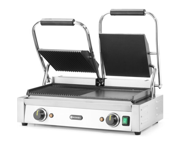 Kontaktgrils - divvietīgs, Puse gluda, puse rievota, 230V/3600W, 570x370x210mm, 263907, Hendi