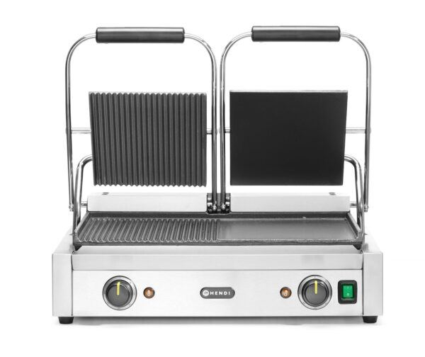 Kontaktgrils - divvietīgs, Puse gluda, puse rievota, 230V/3600W, 570x370x210mm, 263907, Hendi
