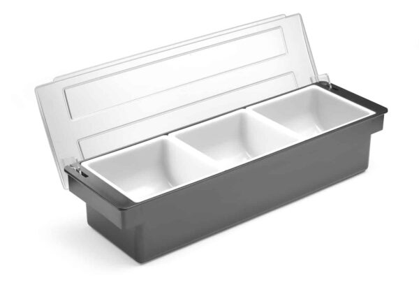 Bārmeņa sastāvdaļu kastīte – 3 ieliktņi, Melns, 480x150x(H)100mm, 552018, Bar up