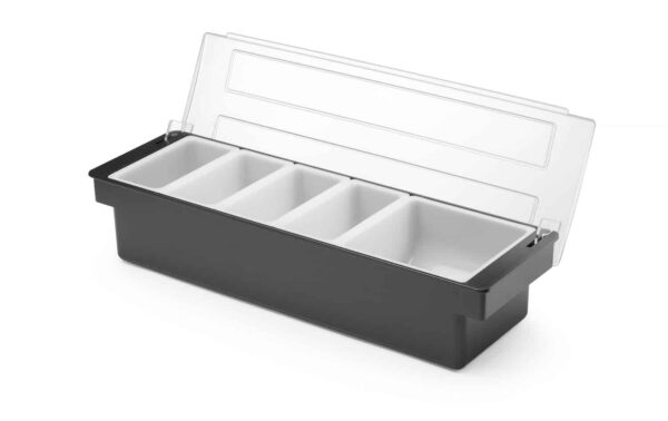 Bāra trauks dzērienu sastāvdaļām – 5 ieliktņi , Melns, 480x150x(H)100mm, 552131, Bar up