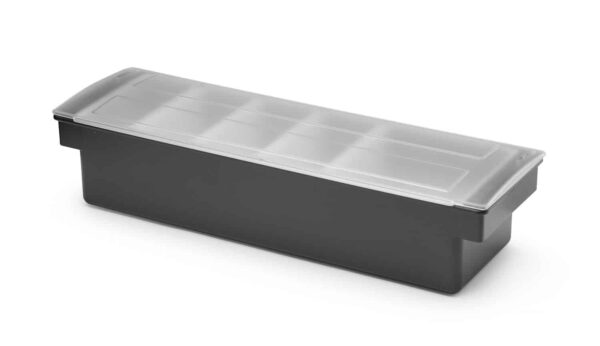 Bāra trauks dzērienu sastāvdaļām – 5 ieliktņi , Melns, 480x150x(H)100mm, 552131, Bar up