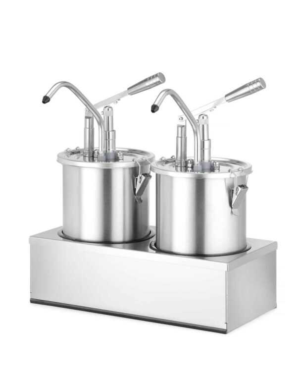 Komplekts: 2x nerūsējošā tērauda mērces tvertne ar dozatoru, 9L, 400x200x440mm, 558119, Hendi