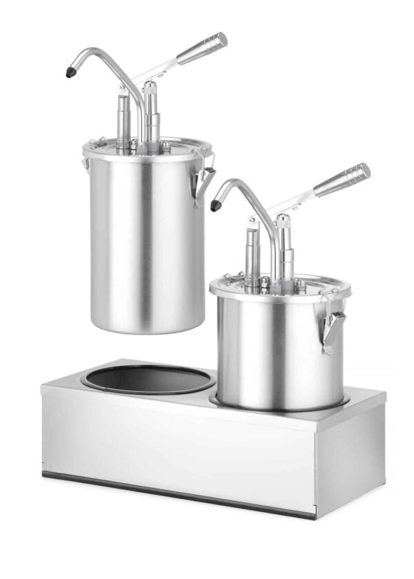 Komplekts: 2x nerūsējošā tērauda mērces tvertne ar dozatoru, 9L, 400x200x440mm, 558119, Hendi