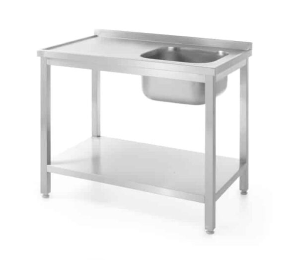 Galds ar mazgāšanas vannu un plauktu labajā pusē patstāvīgi saliekams, Kitchen Line, Centrēts, 600x600x850mm, 811856, Hendi