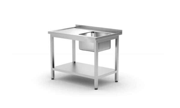 Galds ar izlietni, plauktu, Kitchen Line, Labās puses, 1000x700x850mm, 812938, Hendi