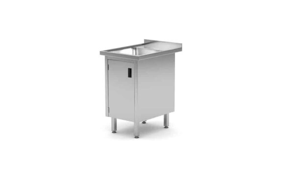 Galds ar izlietni – metināts, ar skapi, ar veramām durvīm, Profi Line, 500x700x850 mm, 500x700x850mm, 813539, Hendi