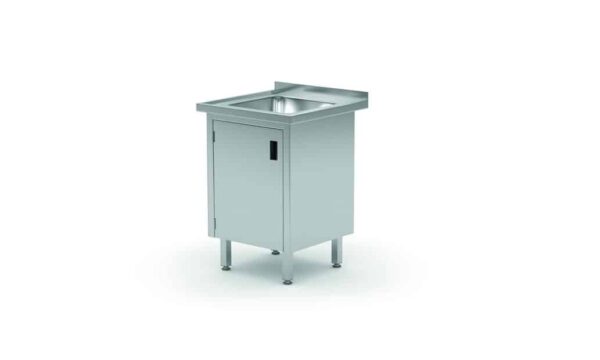 Galds ar izlietni – metināts, ar skapi, ar veramām durvīm, Profi Line, 600x700x850 mm, 600x700x850mm, 813546, Hendi