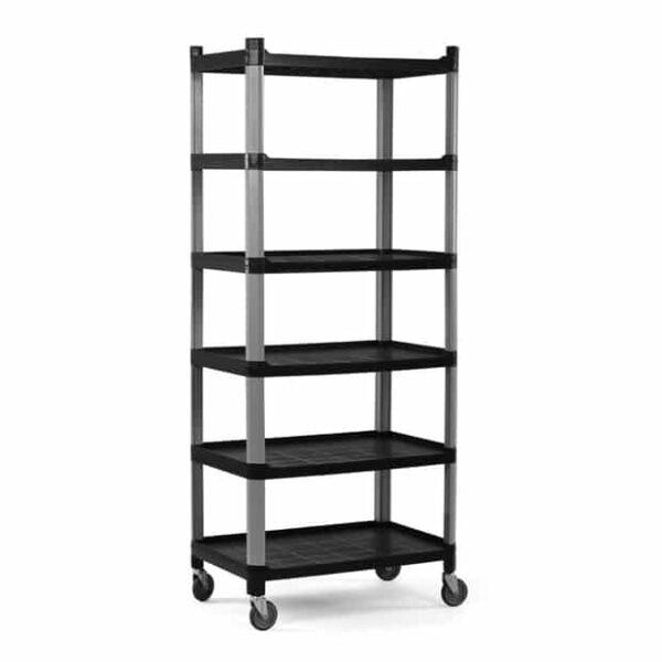 6 plauktu ratiņi no polipropilēna, Melns, 800x520x1880mm, 815670, Hendi