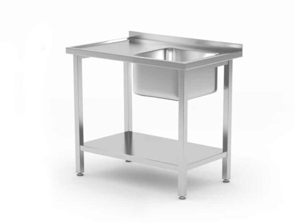 Galds ar 1 izlietnes kameru, ar plauktu – saliekams, dziļums – 600 mm, Budget Line, izlietne labajā pusē, 800x600x850mm, 816998, Hendi