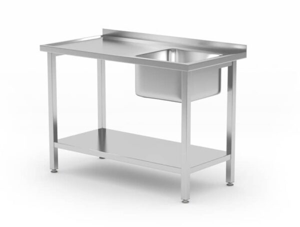 Galds ar 1 izlietnes kameru, ar plauktu – saliekams, dziļums – 600 mm, Budget Line, izlietne labajā pusē, 1000x600x850mm, 817018, Hendi