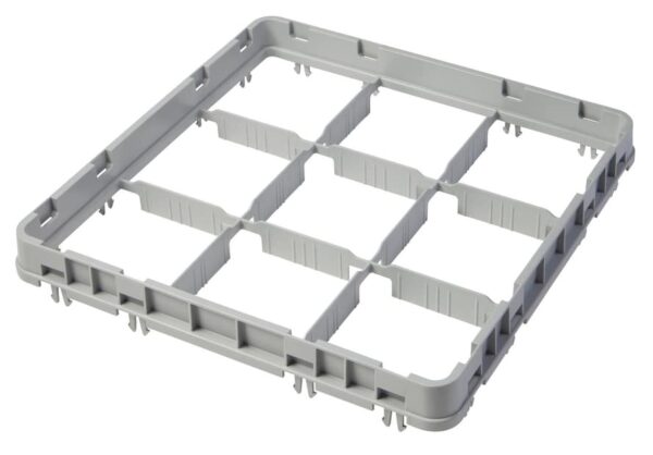 Pagarinājums pusizmetamajiem groziem 500 x 500 mm, pelēks, modelis E2, nodalījumu skaits: 9 (3x3), nodalījuma izmēri: 150x150 mm, Gaiši pelēks, 499x499x51mm, 9E2151, Cambro