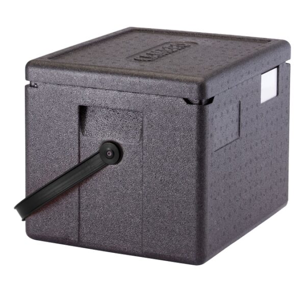 Cam GoBox izolēts konteiners ar melnu siksnu, GN 1/2, 22,3 l, 22,3L, Melns, 390x330x316mm, EPP280BKST110, Cambro
