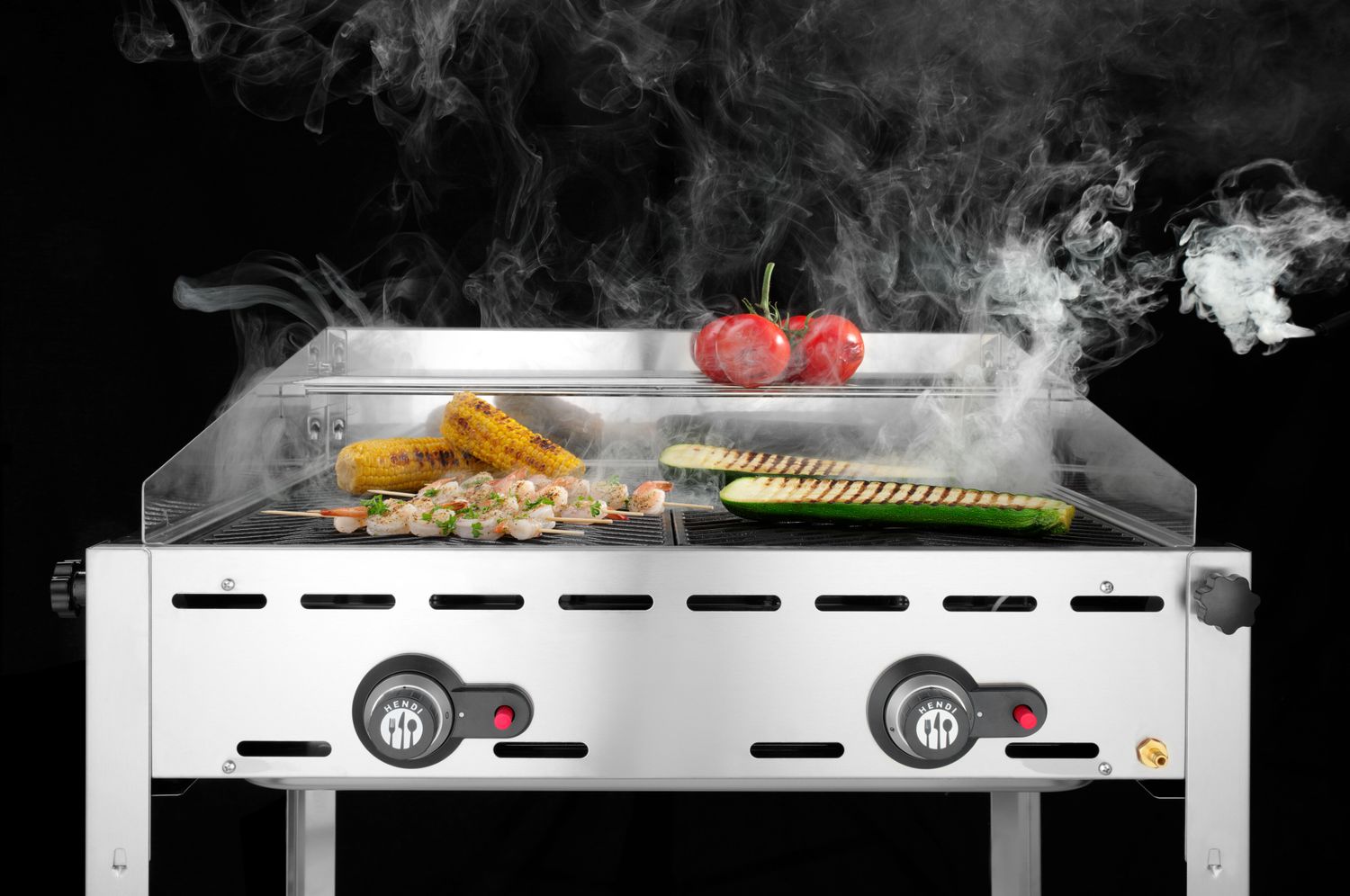 149621_OUC_2024_01 Gāzes grils Green Fire Profi Line - 2 gāzes degļi, HENDI, Profi Line, 2 nerūsējošā tērauda Gastronom 1/1 grili, 11,6kW, 740x612x(H)825mm